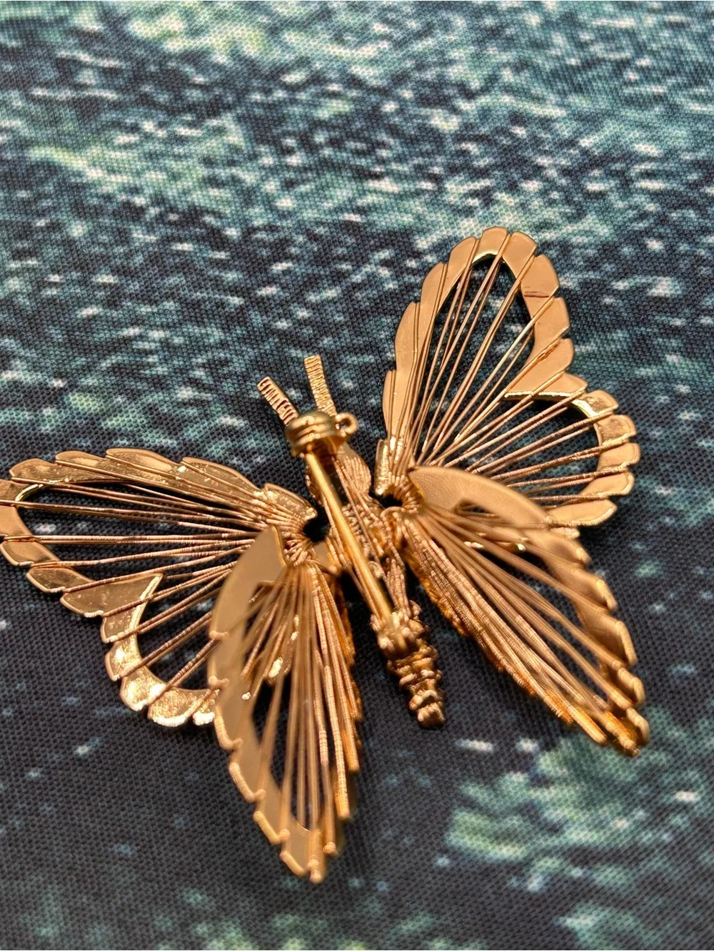 Five Piece Assorted Butterfly Brooch Pin Set - Multicolor Metals Gold Monet Sign